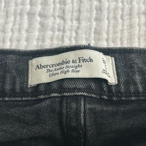 Black Abercrombie, and Fitch, the ankle straight ultra high raise pants.